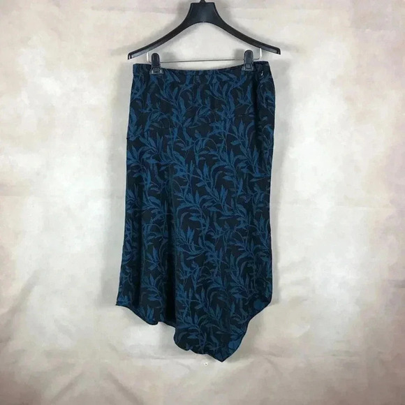 ALFANI Black/Teal Floral Asymmetrical Hem Midi Skirt NEW 8 - Picture 3 of 11